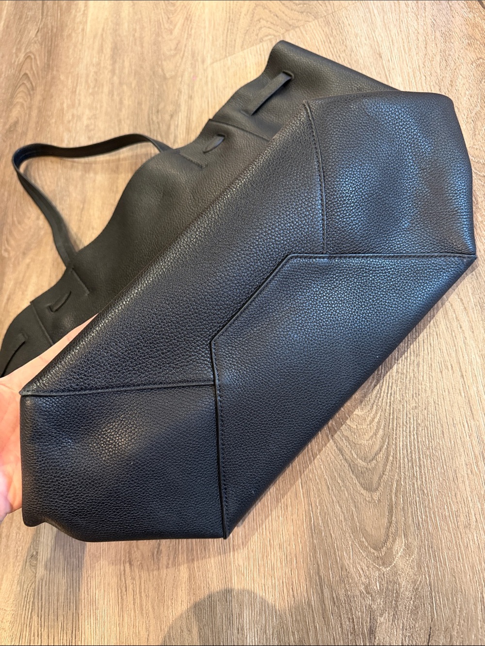 Celine Black Pebbled Leather Tote with Front Tie - Picture 4 of 4
